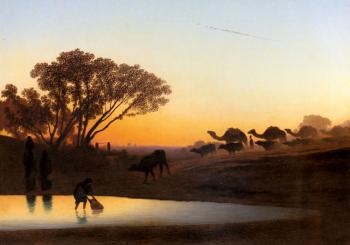 Charles Theodore Frere : Sunset On The Nile